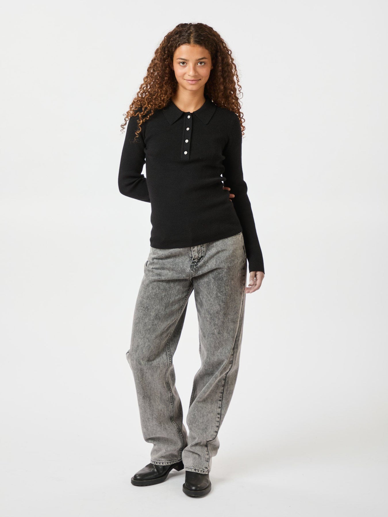 Panama Knit Blouse - Black