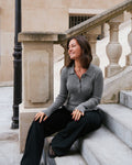 Panama Knit Blouse - Dark Grey Melange