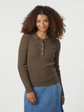 Panama Knit Blus - Brun melerad