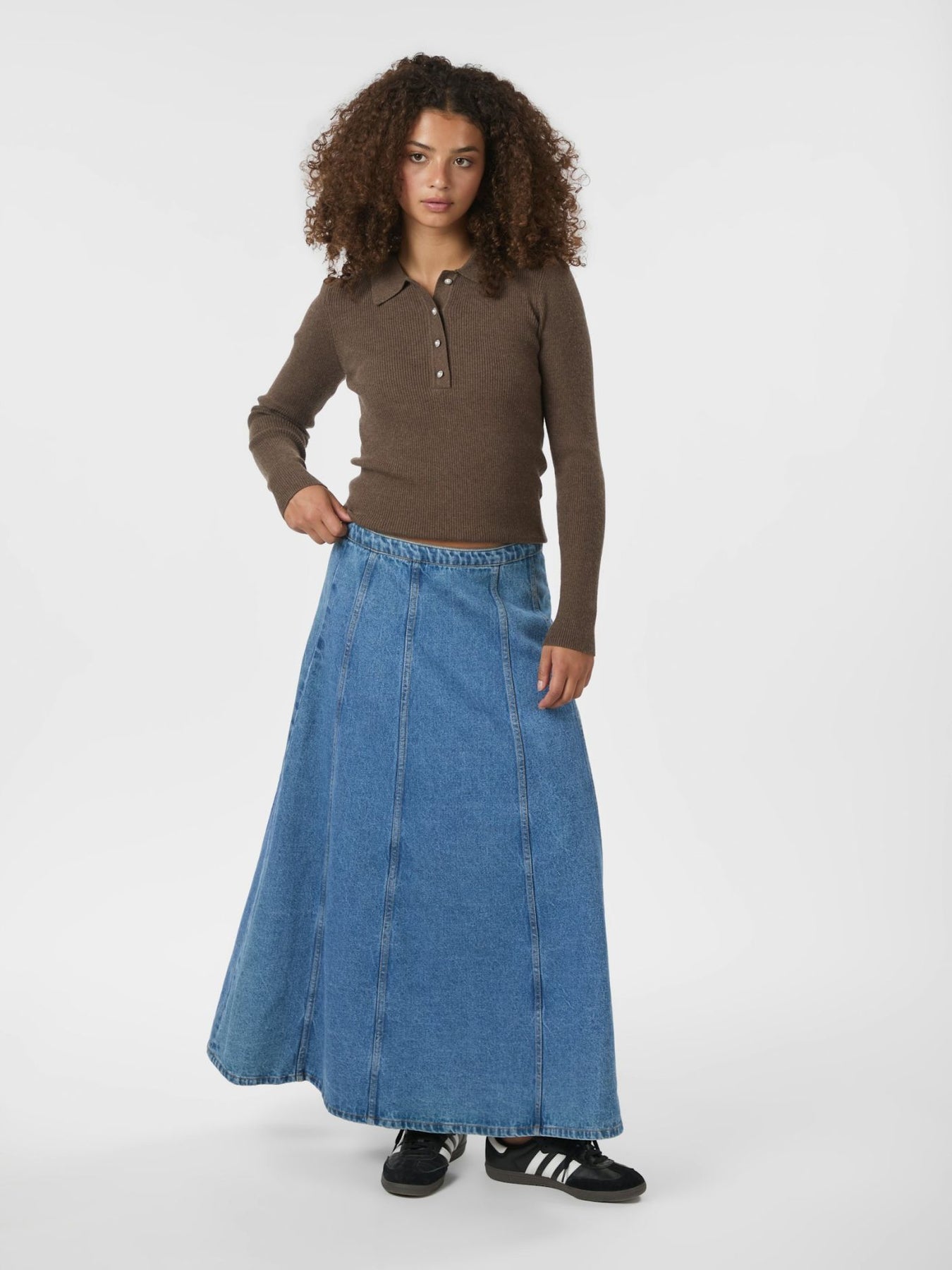 Panama Knit Blus - Brun melerad