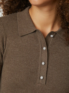 Panama Knit Blouse - Brown Melange