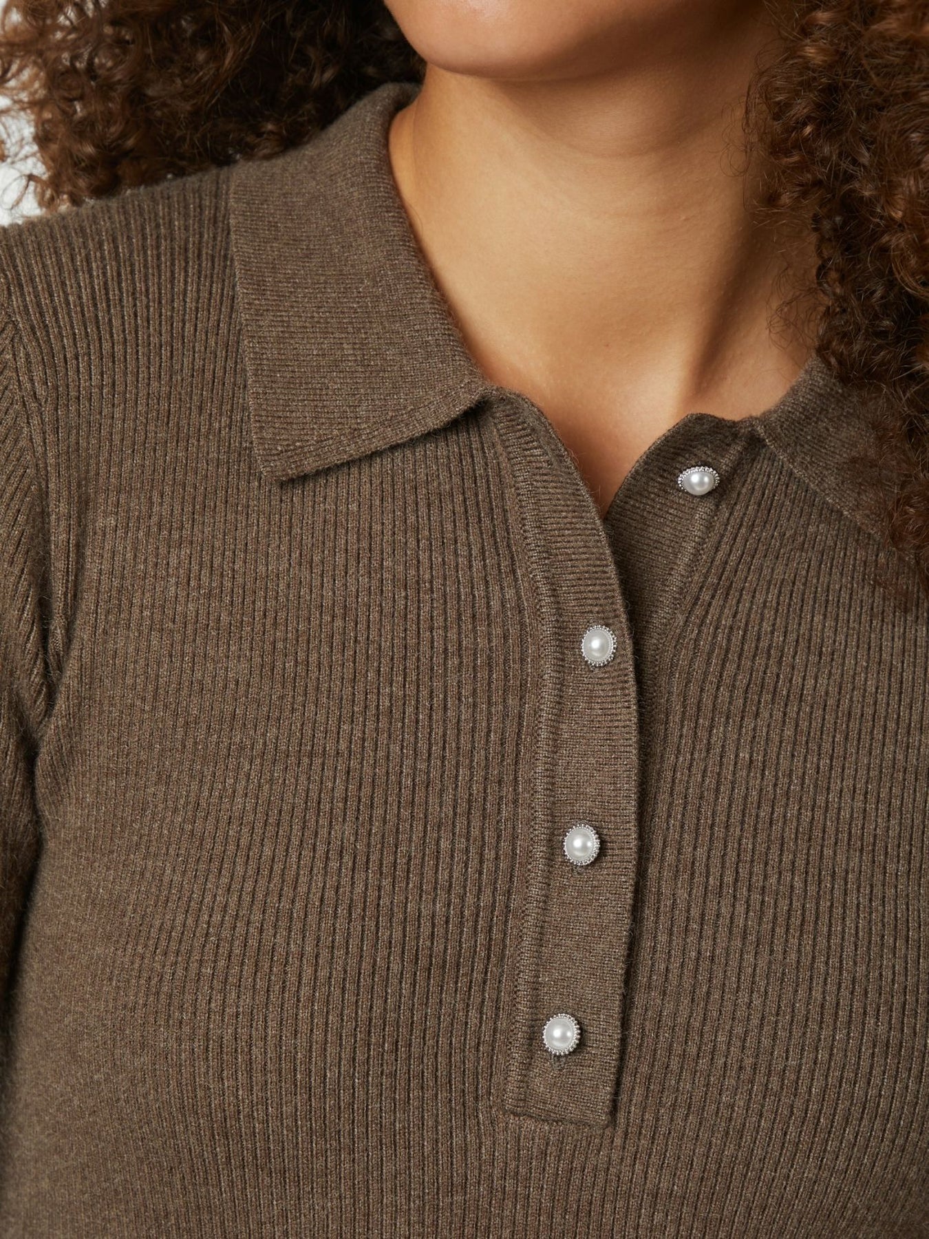 Panama Knit Blus - Brun melerad