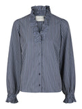 Brielle Twill Stripe Shirt - Dusty Blue