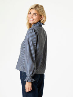 Brielle Twill Stripe Shirt - Dusty Blue