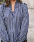 Brielle Twill Stripe Shirt - Dusty Blue