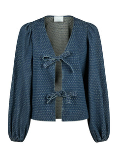 Silvi Overdyed Dot Blouse - Ash Blue