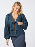 Silvi Overdyed Dot Blouse - Ash Blue