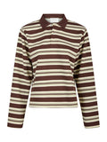 Mala Stripe Polo Blouse - Brown