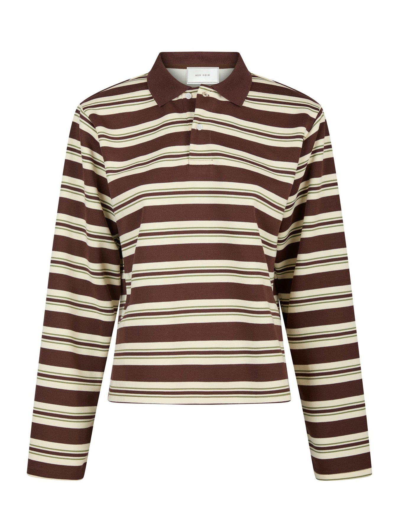 Mala Stripe Polo Blouse - Brown