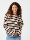 Mala Stripe Polo Blouse - Brown