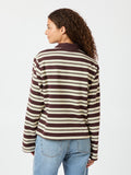Mala Stripe Polo Blouse - Brown