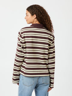 Mala Stripe Polo Blouse - Brown