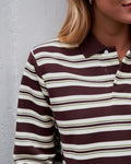 Mala Stripe Polo Blouse - Brown