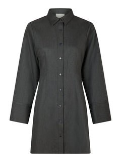Cajsa Solid Shirt Dress - Dark Grey