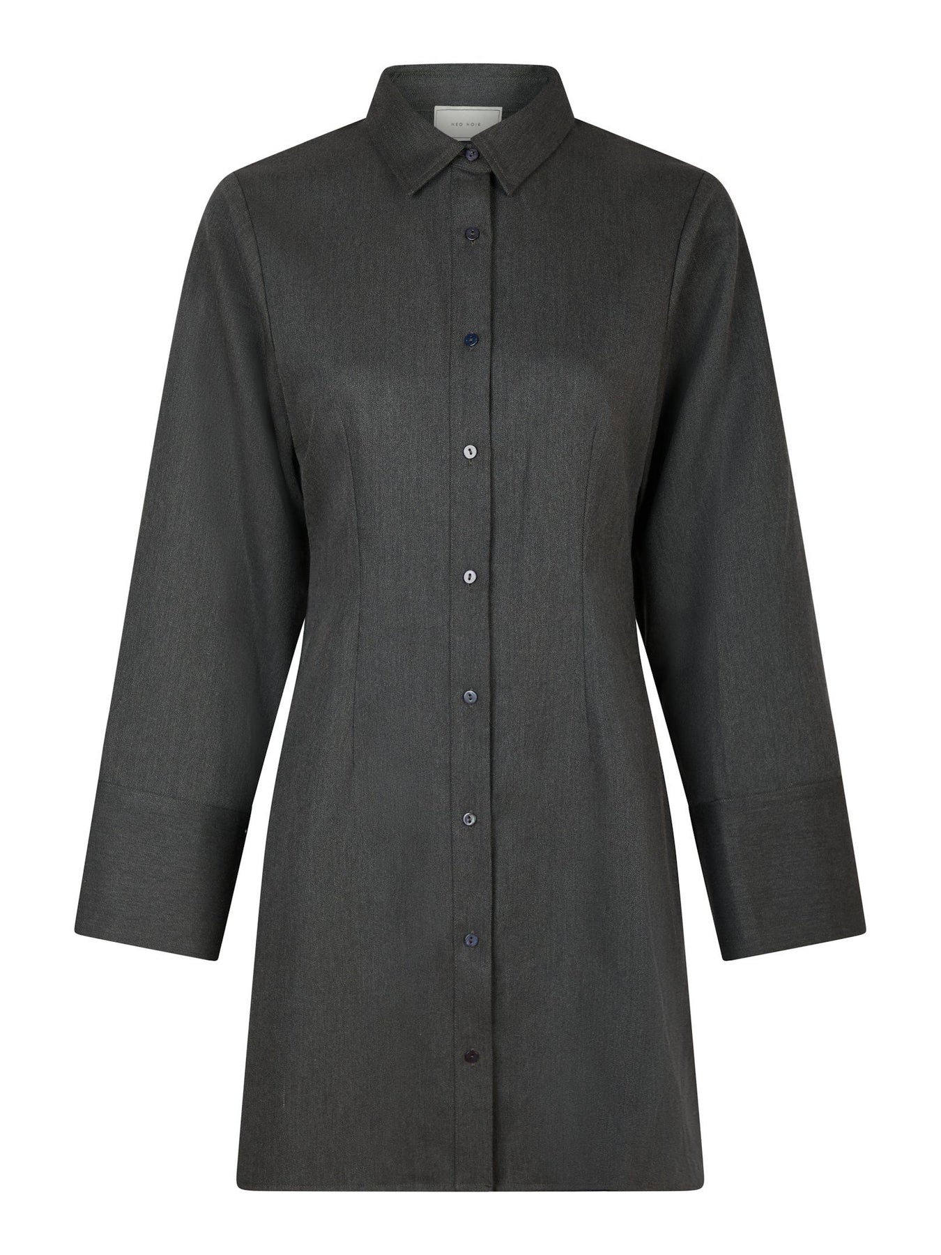 Cajsa Solid Shirt Dress - Dark Grey