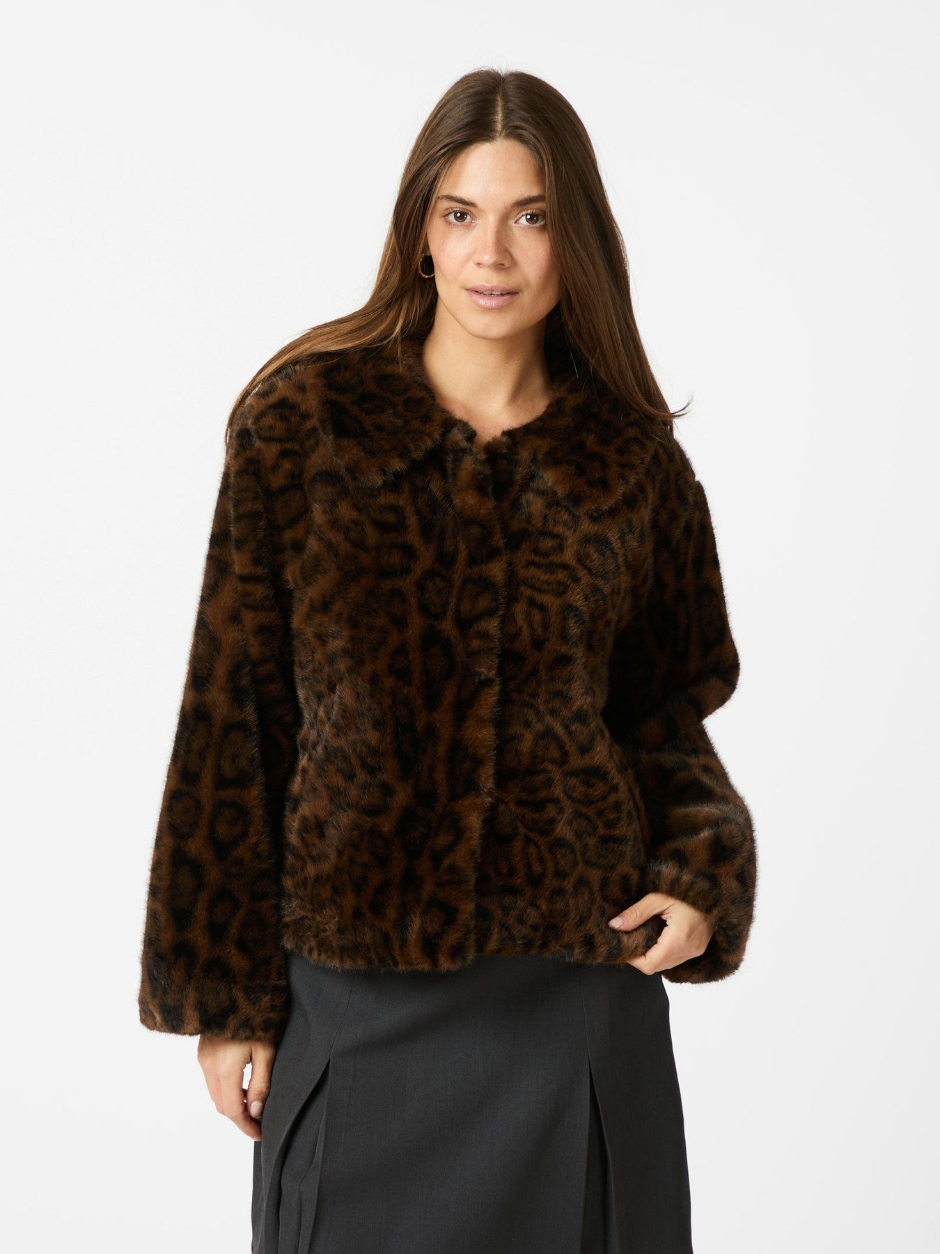 Melodie Leo Faux Fur Jacket - Mörkbrun