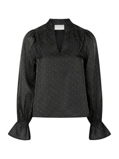 Amara Bedazzled Blouse - Black