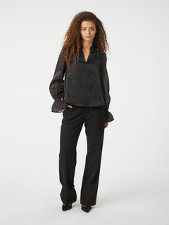 Amara Bedazzled Blouse - Black