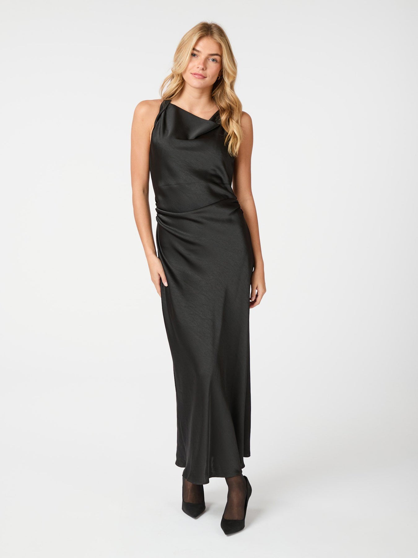 Rima Heavy Sateen Dress - Black