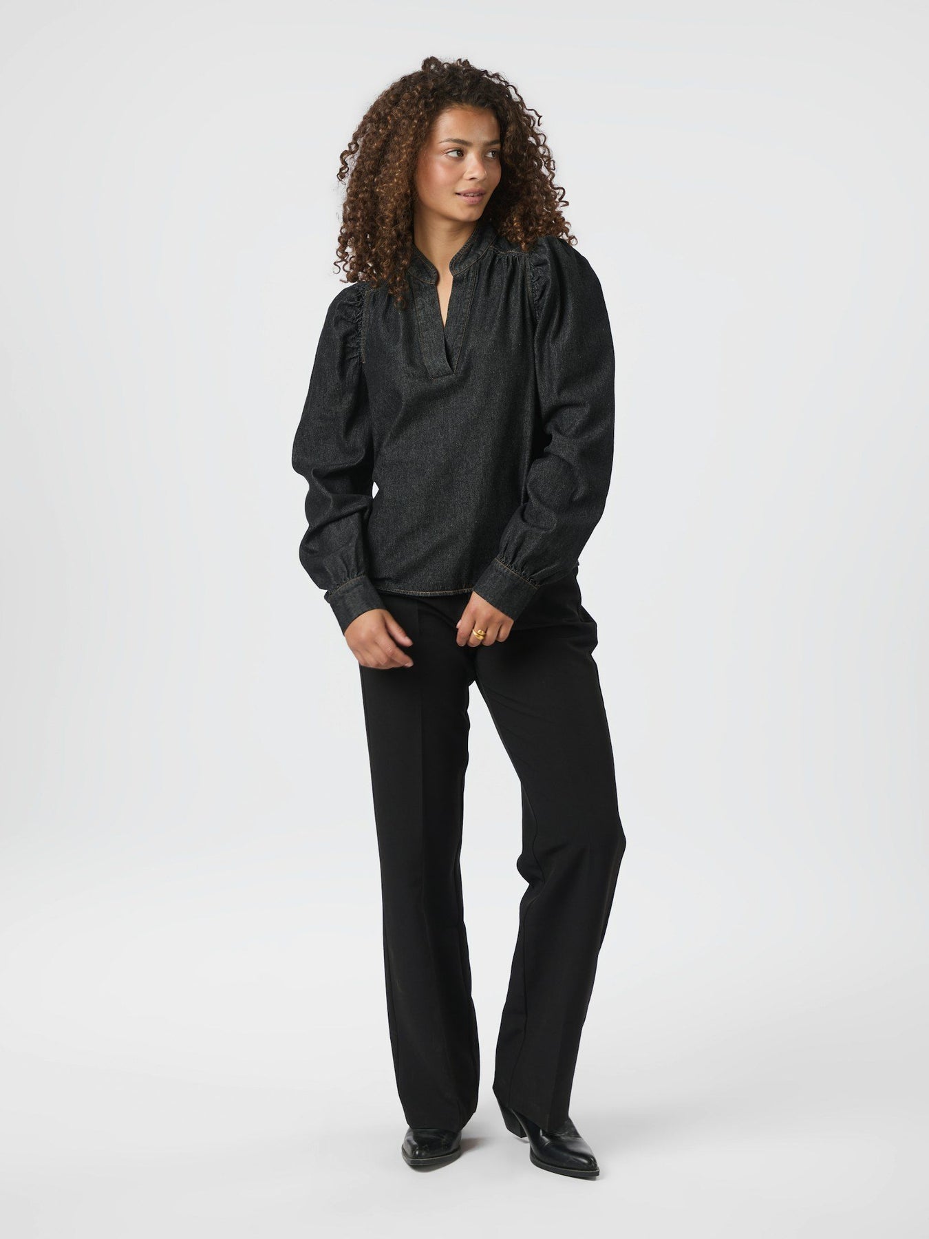 Rosslyn Denim Blouse - Dark Blue
