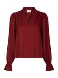 Amara Jacquard Dot Blouse - Wine