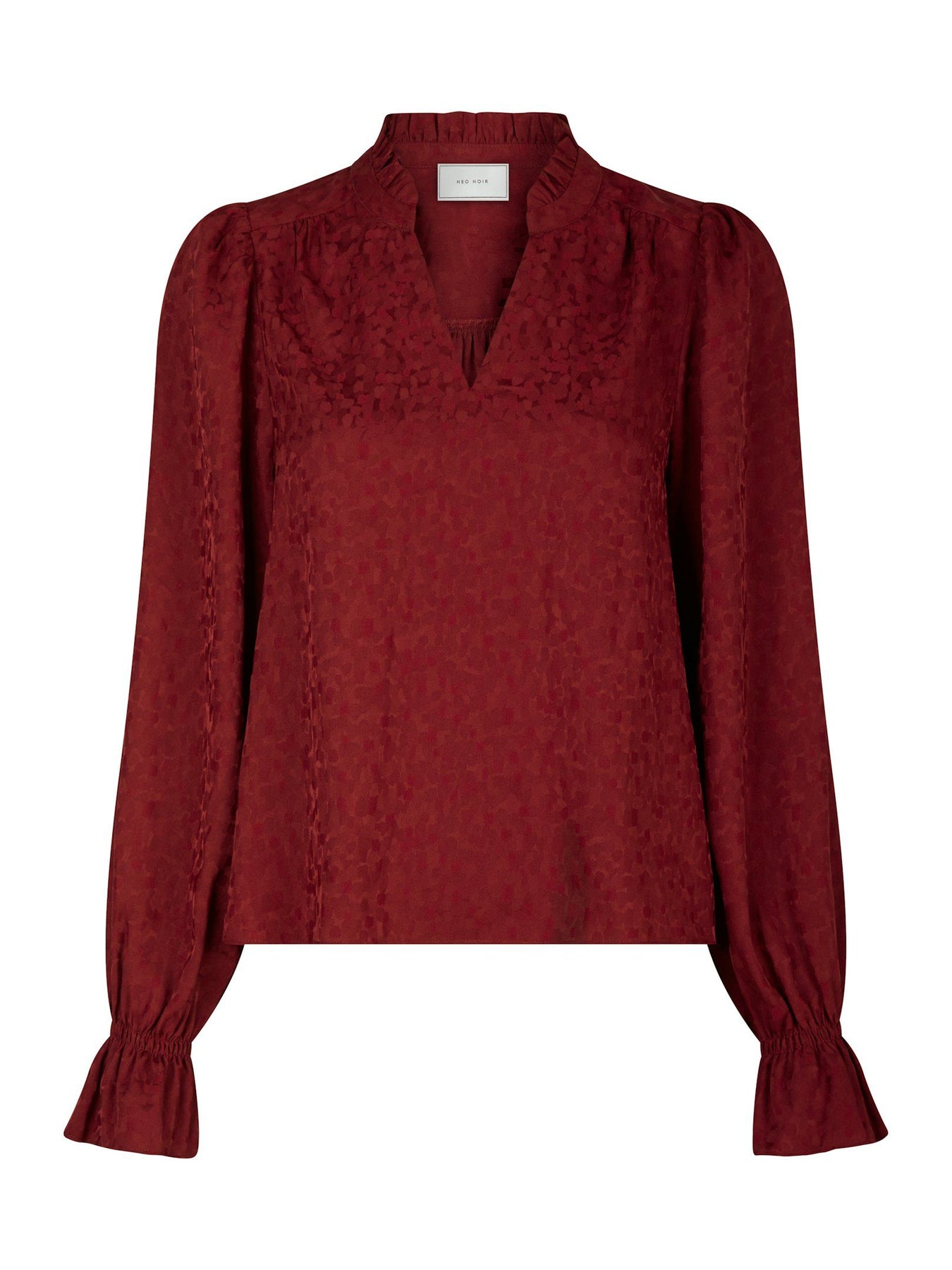 Amara Jacquard Dot Blouse - Wine