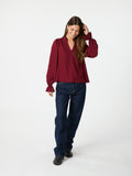 Amara Jacquard Dot Blouse - Wine