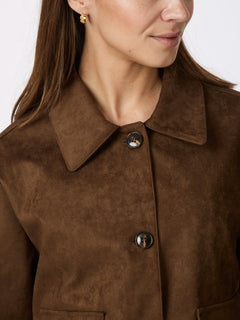 Romana Faux Suede Jacket - Brown