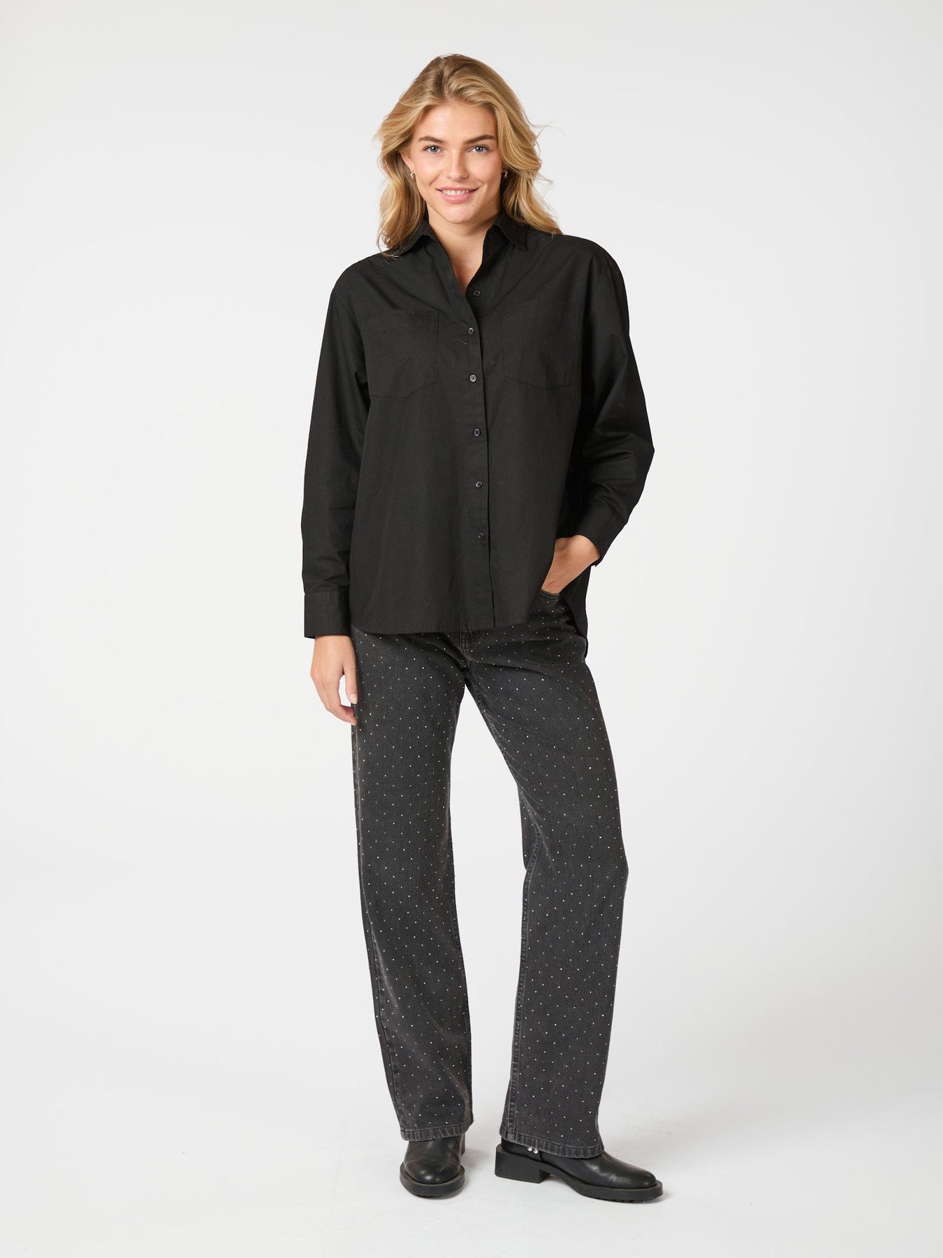 Simona Bedazzled Pants - Black