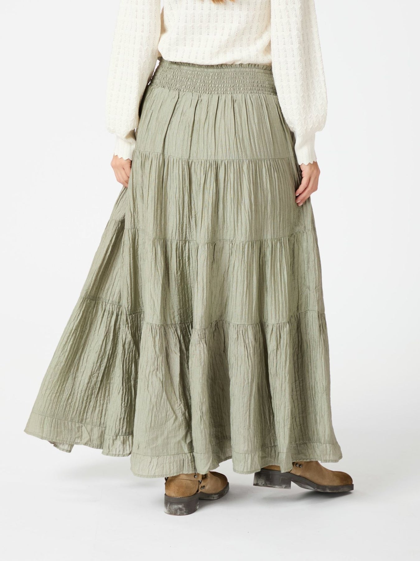 Asta Crepe Skirt - Smoke Green