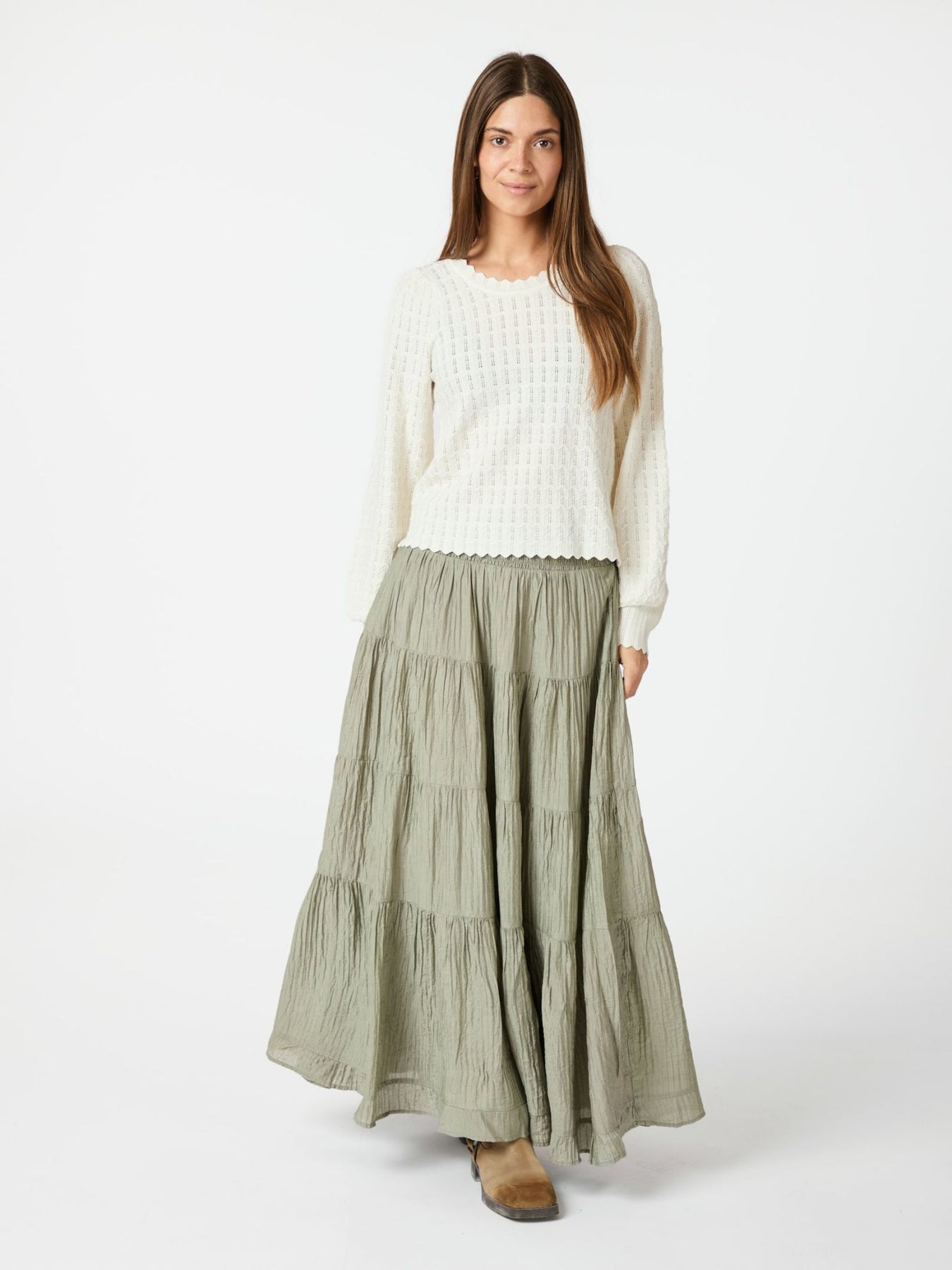 Asta Crepe Skirt - Smoke Green