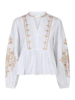 Ginia Emb Blouse - Off White