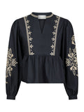 Ginia Emb Blus - Navy