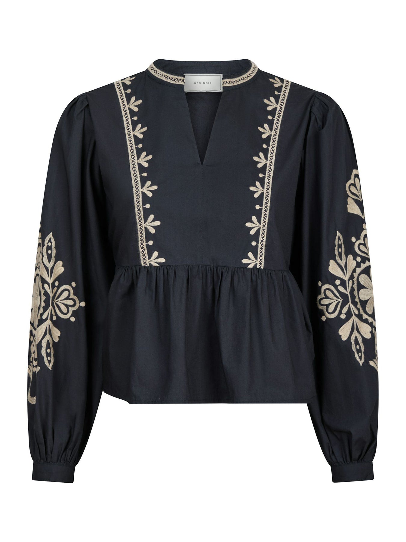 Ginia Emb Blus - Navy