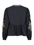 Ginia Emb Blus - Navy