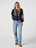 Ginia Emb Blus - Navy