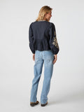 Ginia Emb Blus - Navy