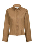 Rosa Faux Suede Skjorta - Cognac