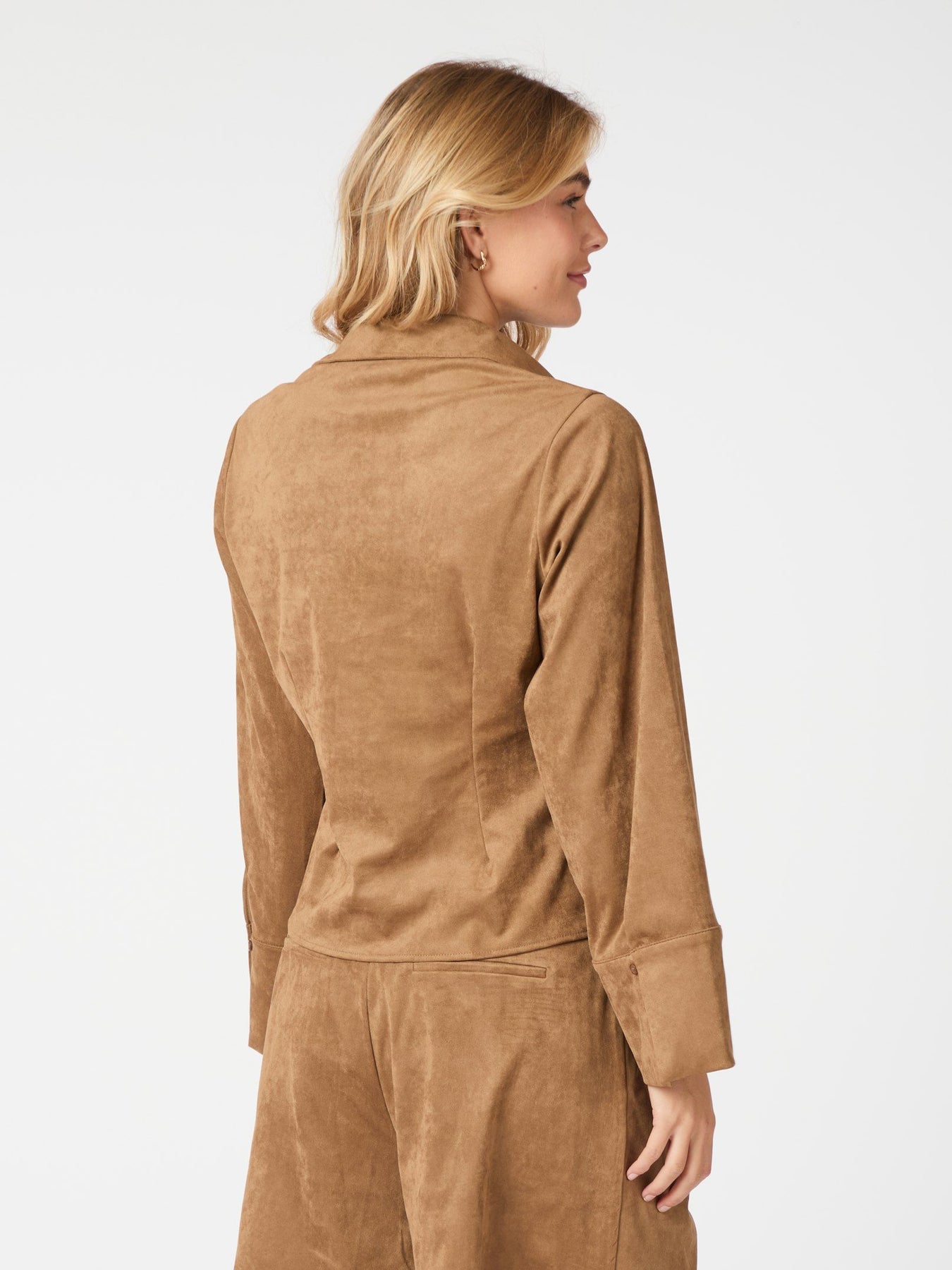 Rosa Faux Suede Skjorta - Cognac