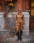 Rosa Faux Suede Skjorta - Cognac