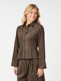 Rosa Faux Suede Shirt - Mörkbrun