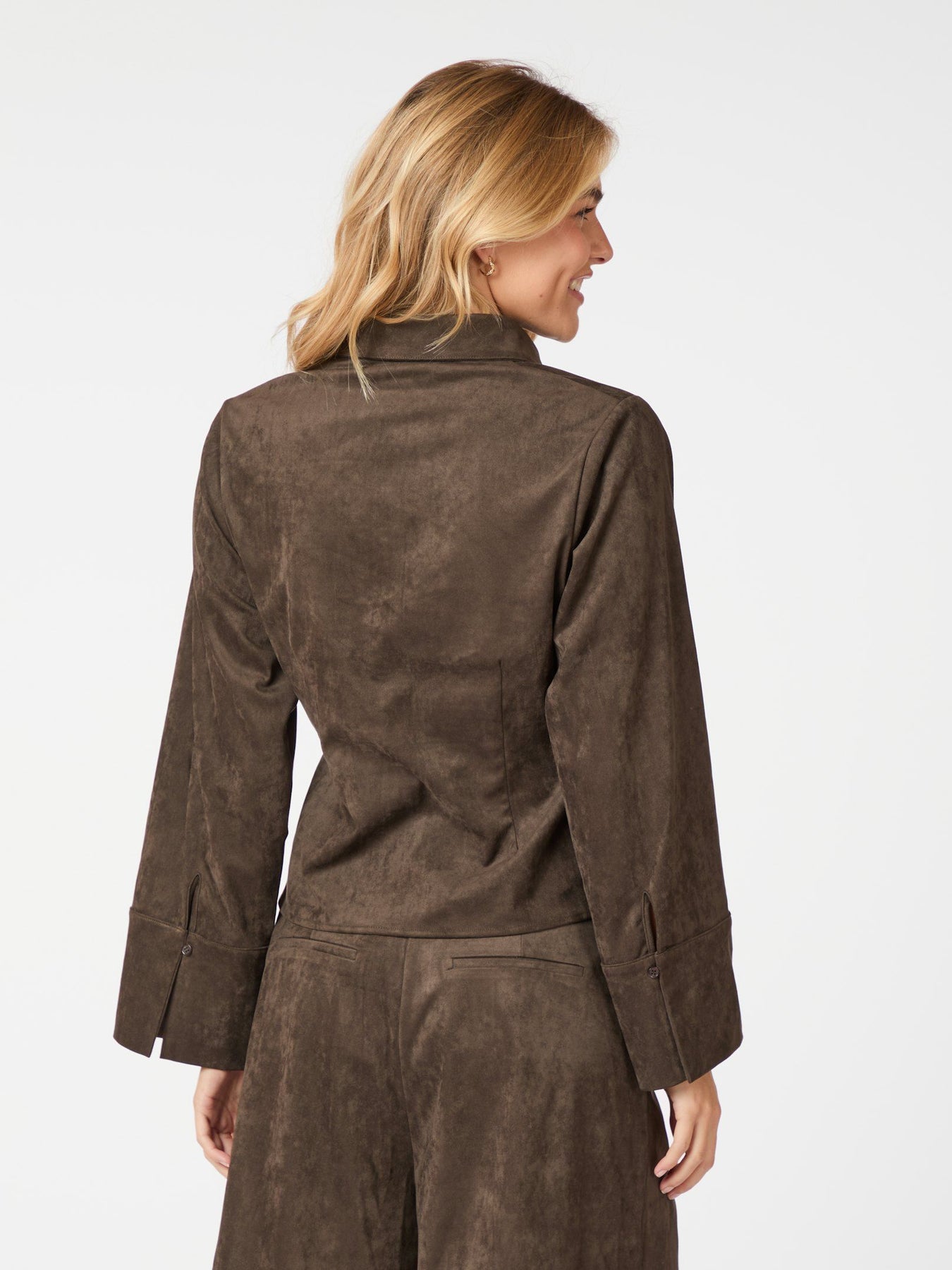 Rosa Faux Suede Shirt - Mörkbrun