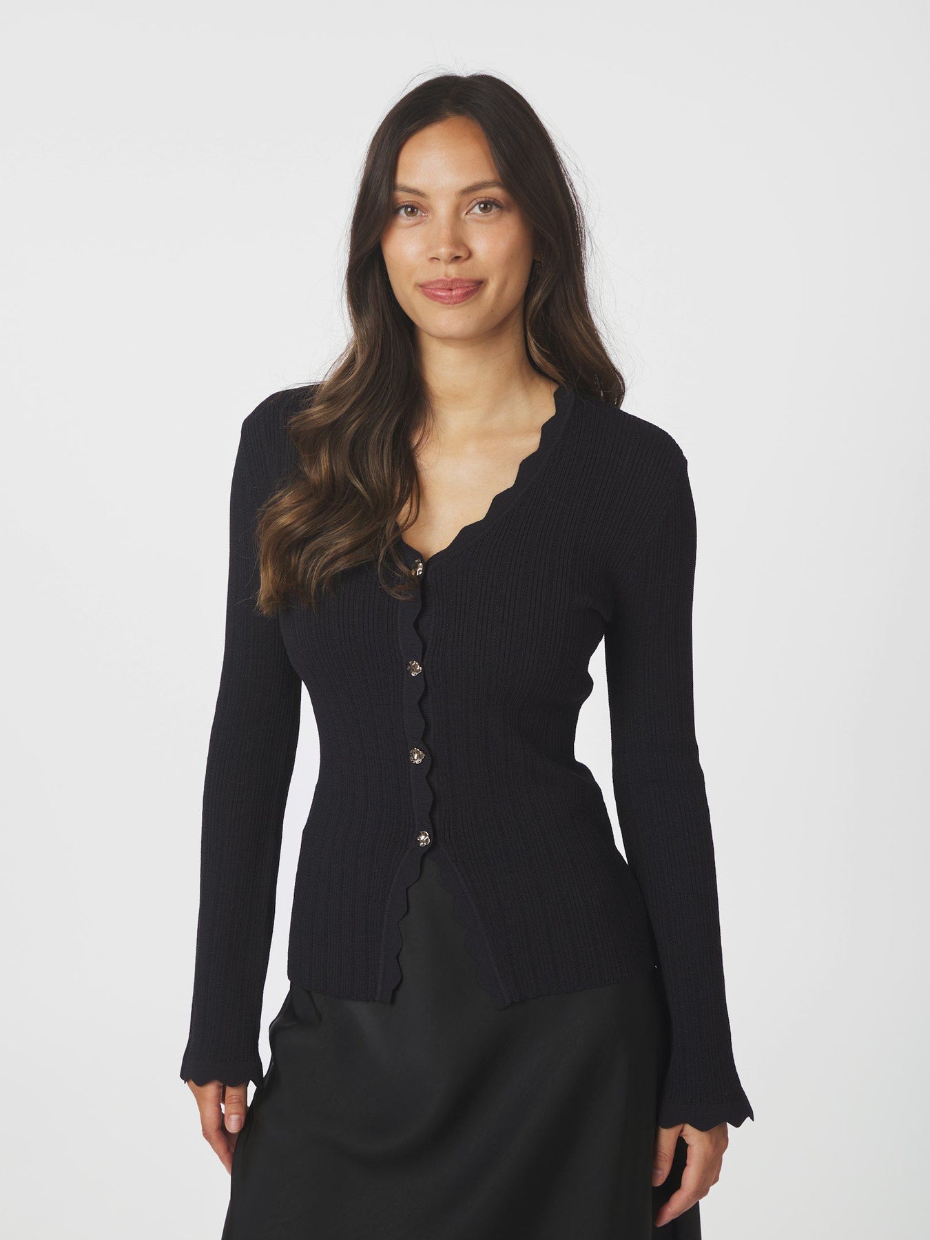 Neo Noir Clara Stitch Knit Blouse - Dark Navy