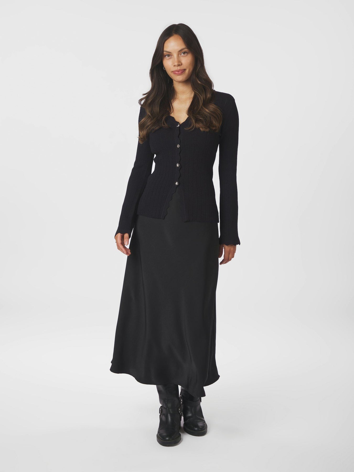 Neo Noir Clara Stitch Knit Blouse - Dark Navy