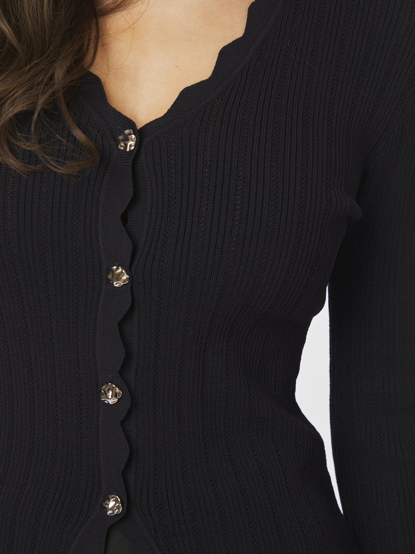 Neo Noir Clara Stitch Knit Blouse - Dark Navy