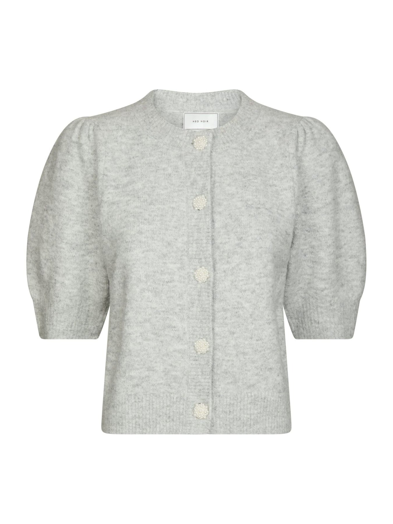 Trudy Deco Knit Cardigan - Light Grey Melange