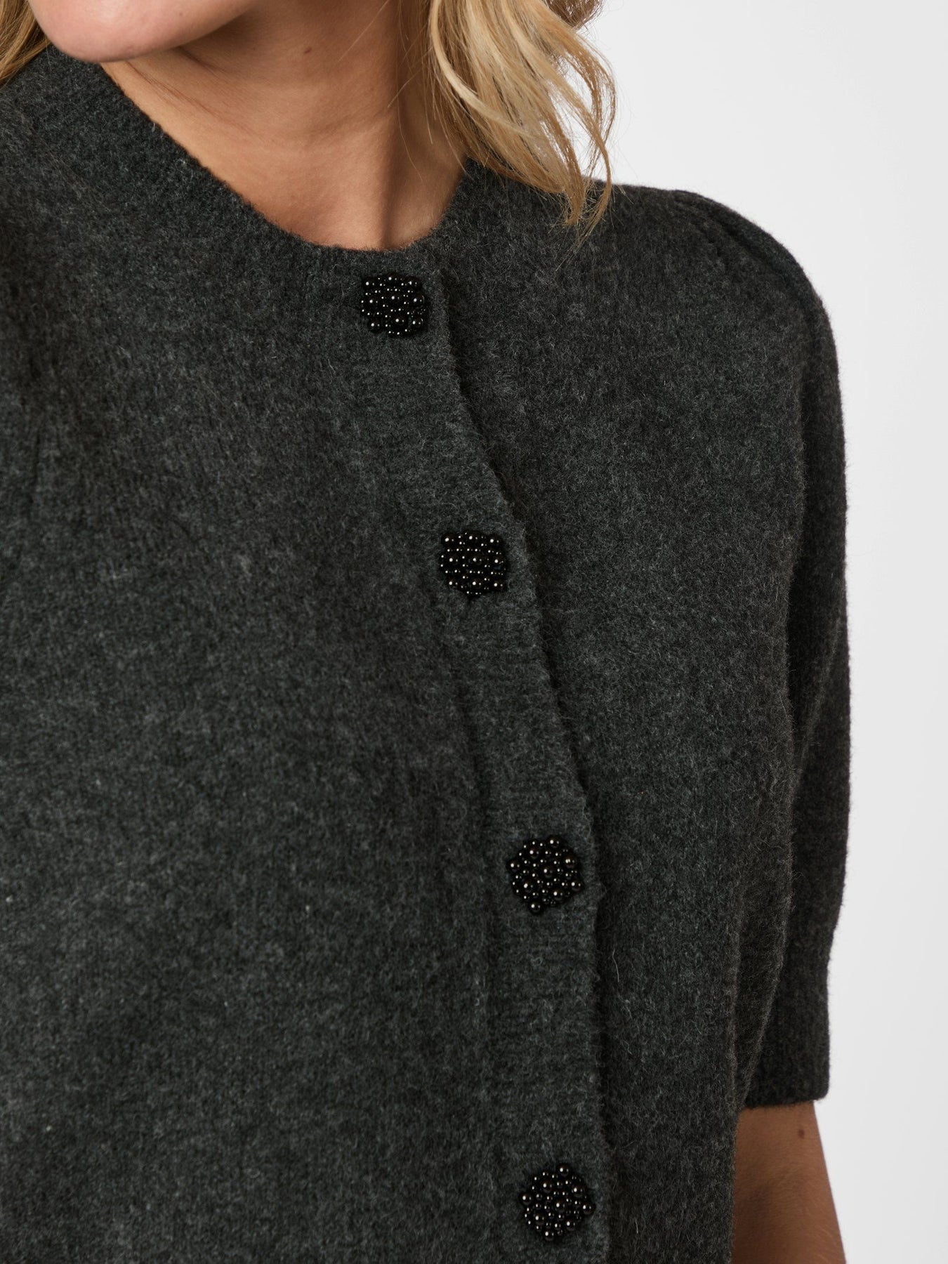 Trudy Deco Knit Kofta - Antracit Melange