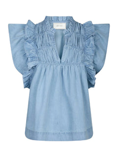 Jayla Denim Top - Light Blue