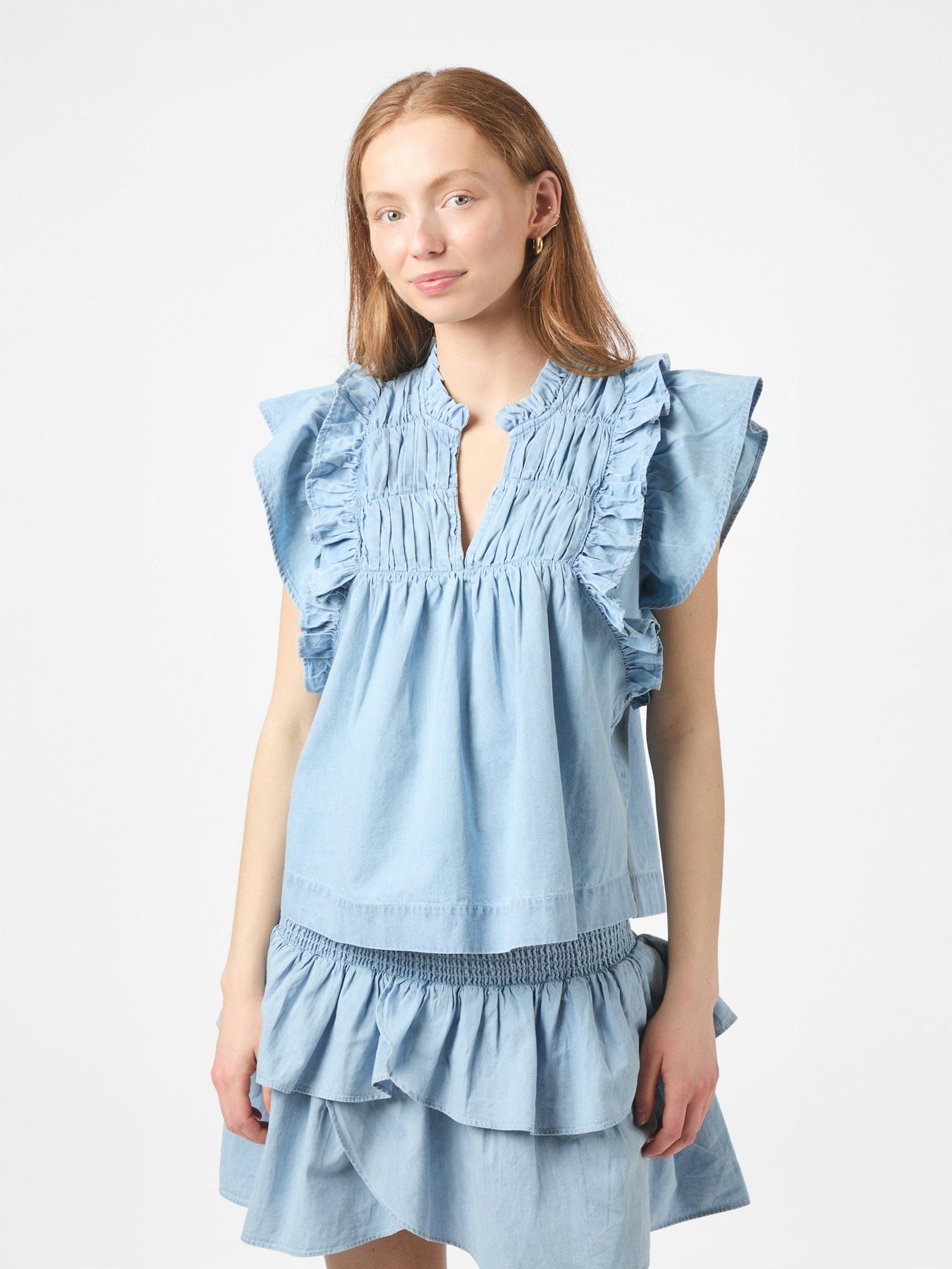 Jayla Denim Topp - Ljusblå