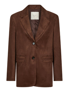Namy Faux Suede Blazer - Brown
